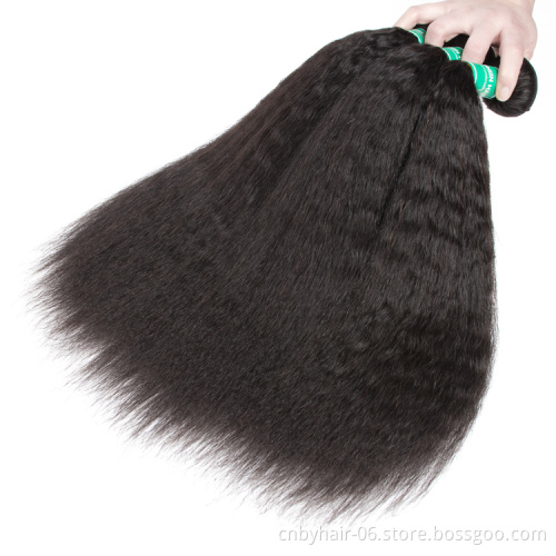 Salon Owners' Select 8A 30 32 34 36 Inch Brazilian Kinky Straight Yaki Hair Bundles Human Hair Weaves 100% Natural Human Hair